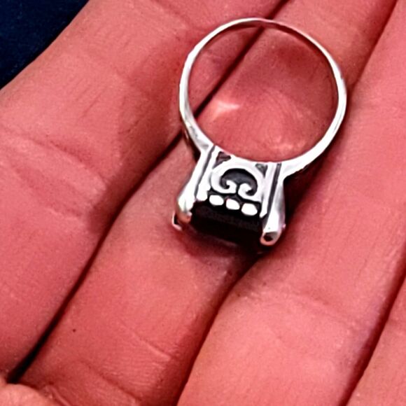 Vintage Ornate Glass Pinky Ring Size 5.5 - Picture 7 of 12